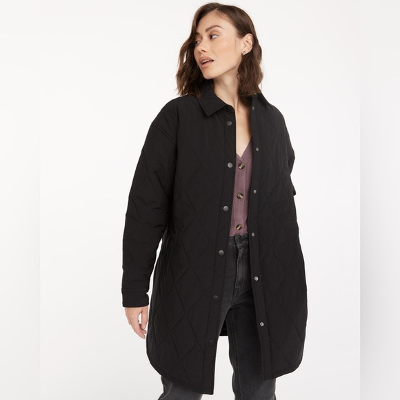 Reitmans Jackets & Blazers - Reitman’s Long Quilted Shacket, Black, Sz XXL